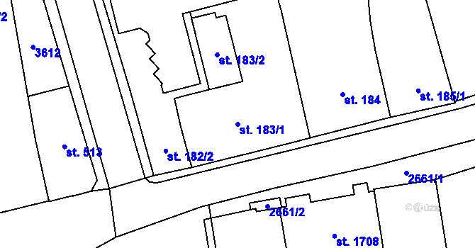 Parcela st. 183/1 v KÚ Humpolec, Katastrální mapa
