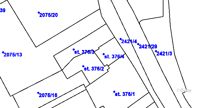 Parcela st. 376/4 v KÚ Humpolec, Katastrální mapa