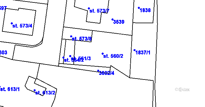 Parcela st. 560/2 v KÚ Humpolec, Katastrální mapa