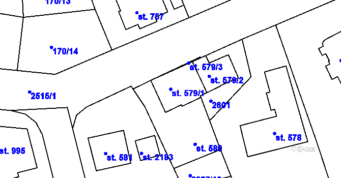 Parcela st. 579/1 v KÚ Humpolec, Katastrální mapa