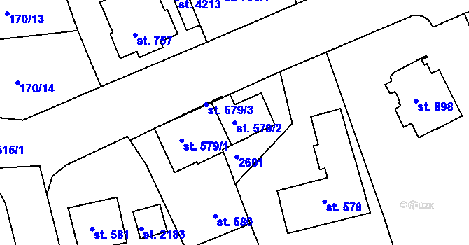 Parcela st. 579/2 v KÚ Humpolec, Katastrální mapa