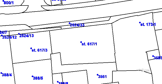Parcela st. 617/1 v KÚ Humpolec, Katastrální mapa