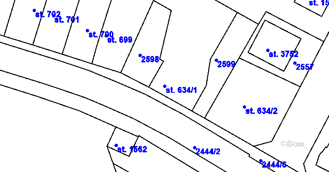 Parcela st. 634/1 v KÚ Humpolec, Katastrální mapa