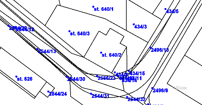Parcela st. 640/2 v KÚ Humpolec, Katastrální mapa