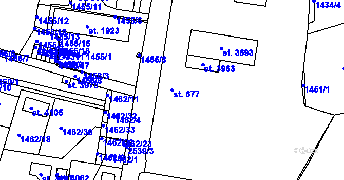 Parcela st. 677 v KÚ Humpolec, Katastrální mapa