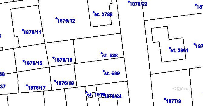 Parcela st. 688 v KÚ Humpolec, Katastrální mapa