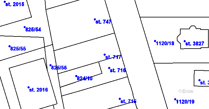 Parcela st. 717 v KÚ Humpolec, Katastrální mapa