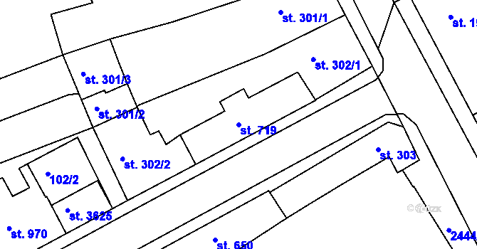 Parcela st. 719 v KÚ Humpolec, Katastrální mapa