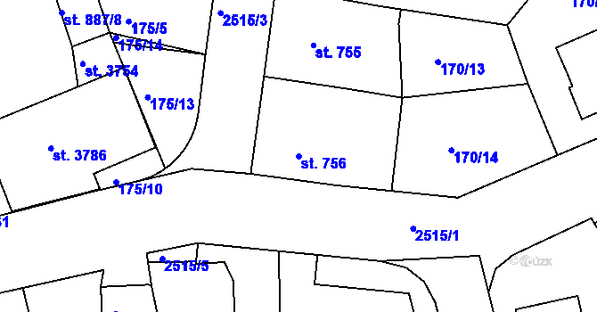 Parcela st. 756 v KÚ Humpolec, Katastrální mapa