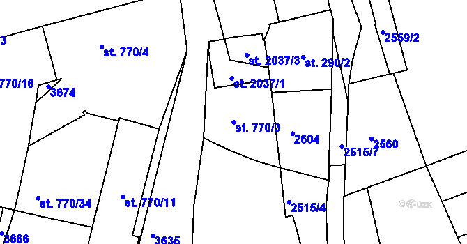 Parcela st. 770/3 v KÚ Humpolec, Katastrální mapa