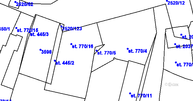Parcela st. 770/5 v KÚ Humpolec, Katastrální mapa