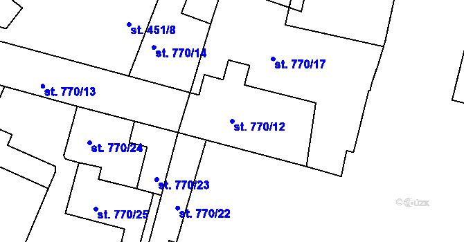 Parcela st. 770/12 v KÚ Humpolec, Katastrální mapa