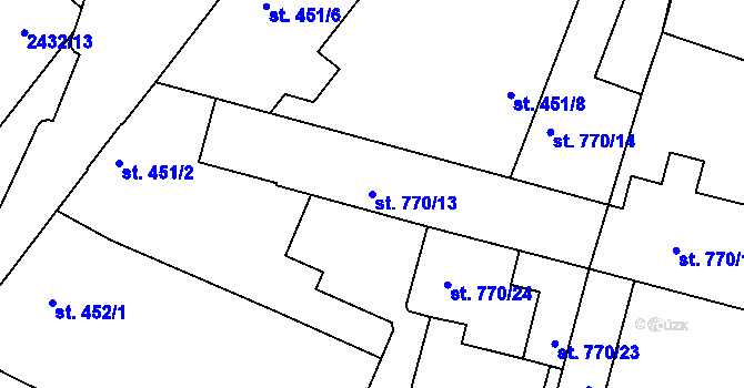 Parcela st. 770/13 v KÚ Humpolec, Katastrální mapa