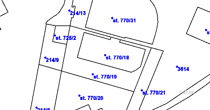 Parcela st. 770/18 v KÚ Humpolec, Katastrální mapa