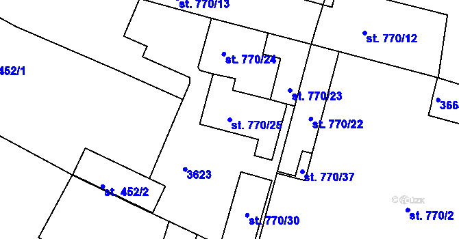 Parcela st. 770/25 v KÚ Humpolec, Katastrální mapa