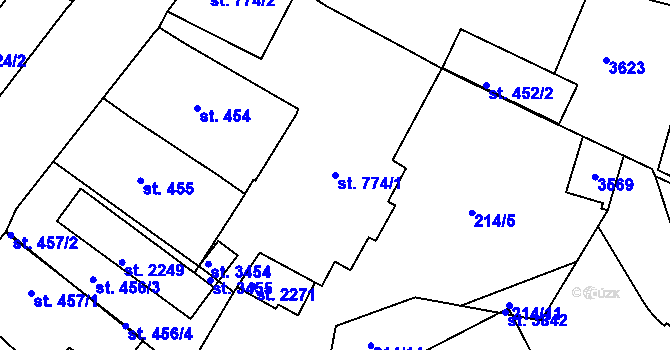 Parcela st. 774/1 v KÚ Humpolec, Katastrální mapa