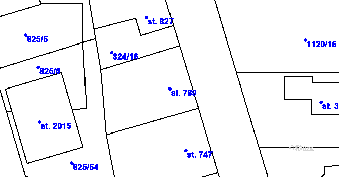 Parcela st. 789 v KÚ Humpolec, Katastrální mapa