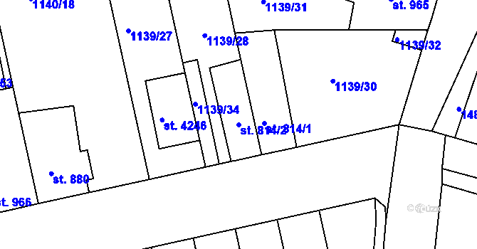 Parcela st. 814/2 v KÚ Humpolec, Katastrální mapa