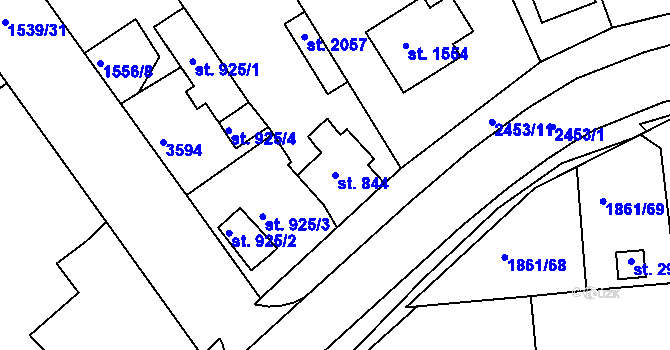 Parcela st. 844 v KÚ Humpolec, Katastrální mapa