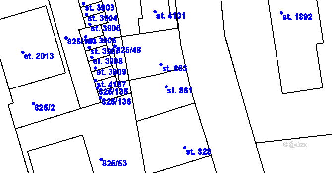 Parcela st. 861 v KÚ Humpolec, Katastrální mapa