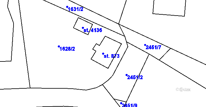 Parcela st. 873 v KÚ Humpolec, Katastrální mapa