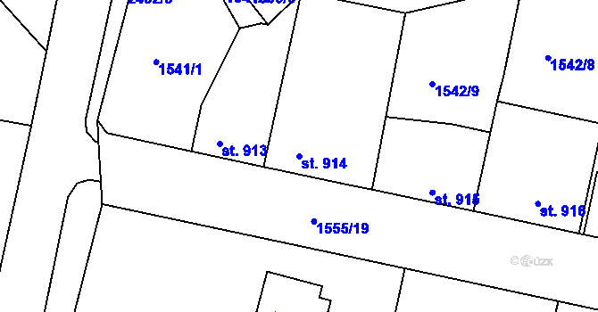 Parcela st. 914 v KÚ Humpolec, Katastrální mapa