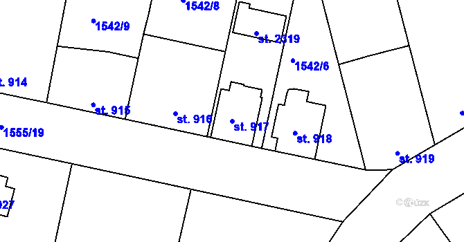 Parcela st. 917 v KÚ Humpolec, Katastrální mapa