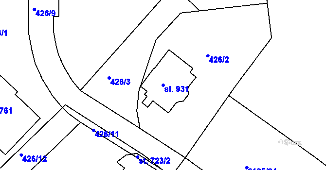 Parcela st. 931 v KÚ Humpolec, Katastrální mapa