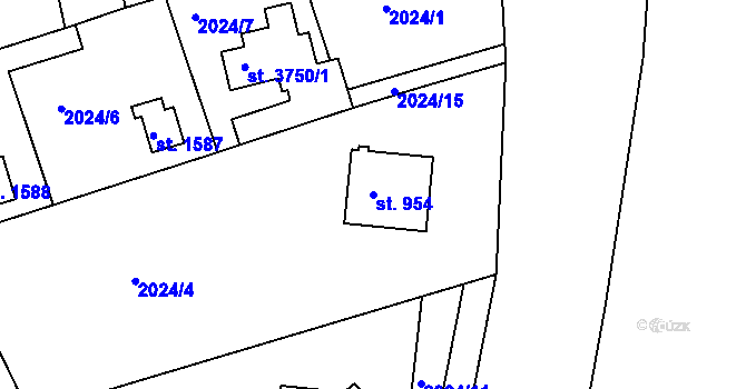 Parcela st. 954 v KÚ Humpolec, Katastrální mapa