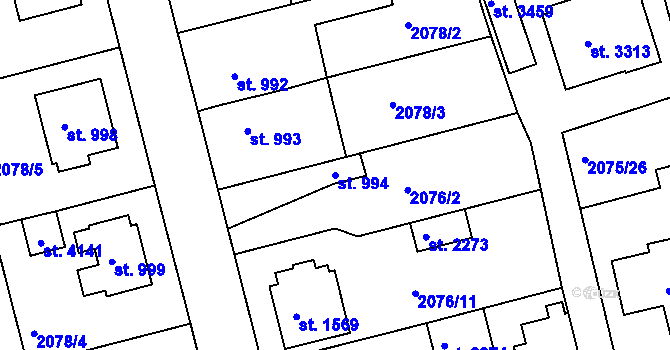 Parcela st. 994 v KÚ Humpolec, Katastrální mapa