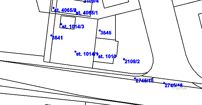 Parcela st. 1013 v KÚ Humpolec, Katastrální mapa