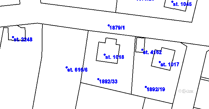 Parcela st. 1018 v KÚ Humpolec, Katastrální mapa