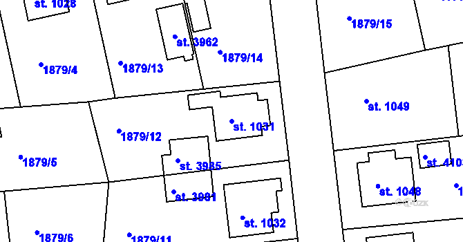 Parcela st. 1031 v KÚ Humpolec, Katastrální mapa