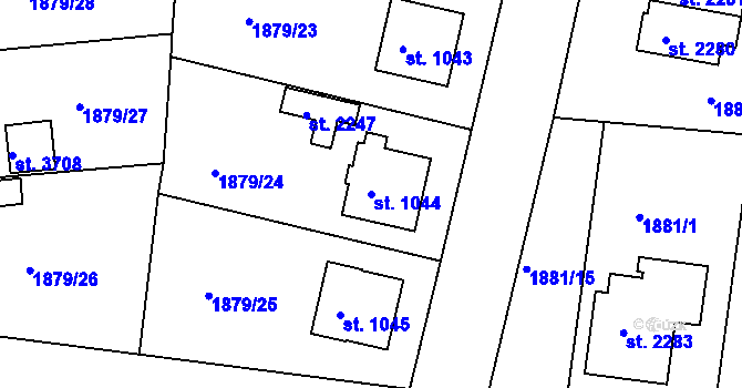 Parcela st. 1044 v KÚ Humpolec, Katastrální mapa