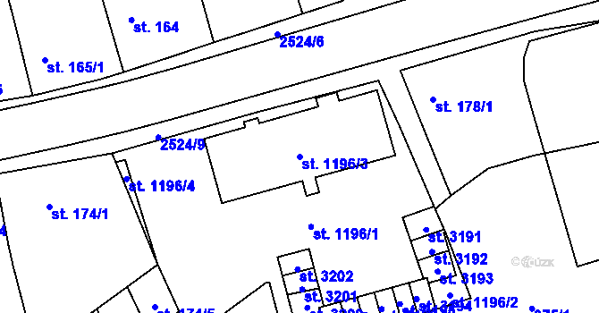 Parcela st. 1196/3 v KÚ Humpolec, Katastrální mapa