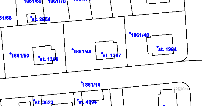 Parcela st. 1397 v KÚ Humpolec, Katastrální mapa