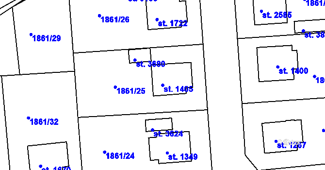 Parcela st. 1405 v KÚ Humpolec, Katastrální mapa