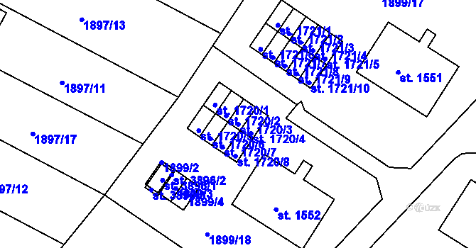 Parcela st. 1720/3 v KÚ Humpolec, Katastrální mapa