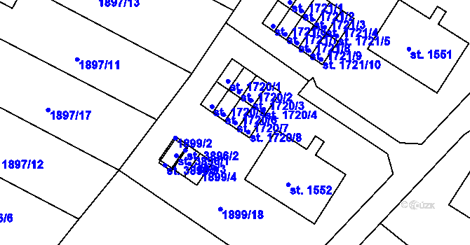 Parcela st. 1720/7 v KÚ Humpolec, Katastrální mapa