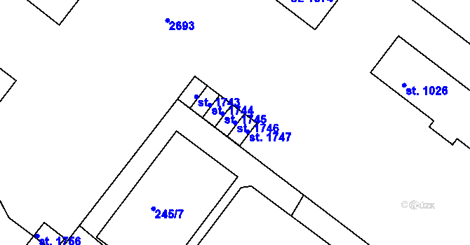 Parcela st. 1746 v KÚ Humpolec, Katastrální mapa