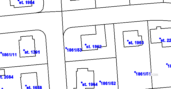 Parcela st. 1962 v KÚ Humpolec, Katastrální mapa