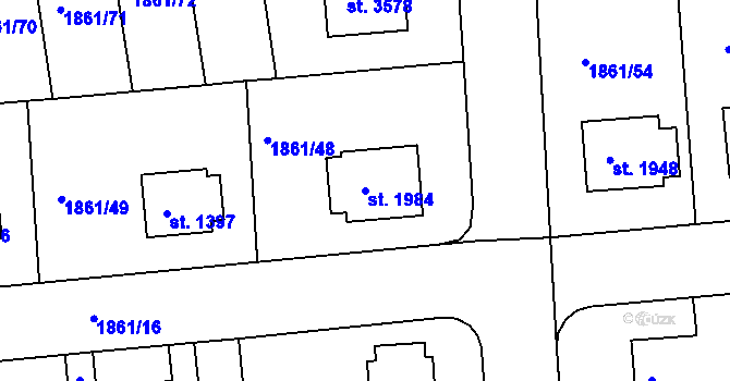 Parcela st. 1984 v KÚ Humpolec, Katastrální mapa