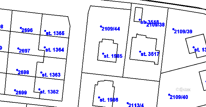Parcela st. 1985 v KÚ Humpolec, Katastrální mapa