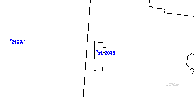 Parcela st. 2039 v KÚ Humpolec, Katastrální mapa