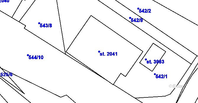 Parcela st. 2041 v KÚ Humpolec, Katastrální mapa