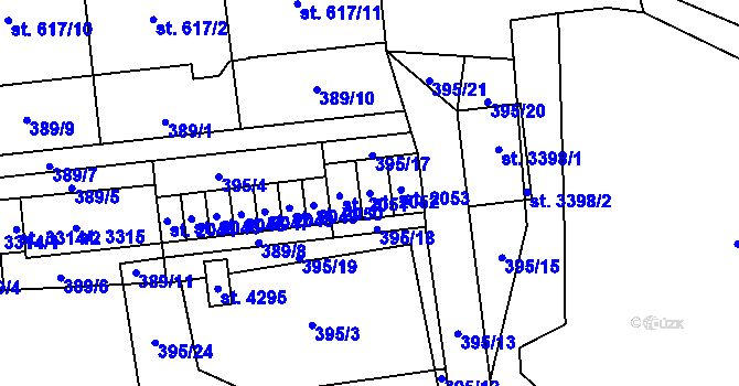 Parcela st. 2052 v KÚ Humpolec, Katastrální mapa