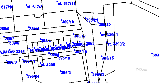 Parcela st. 2053 v KÚ Humpolec, Katastrální mapa