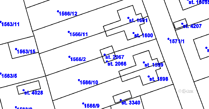 Parcela st. 2067 v KÚ Humpolec, Katastrální mapa