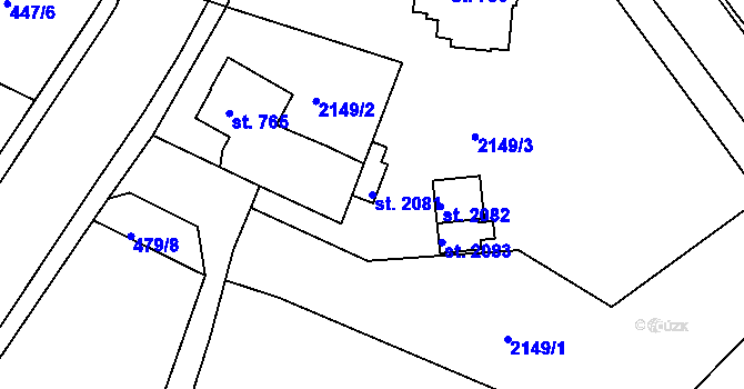 Parcela st. 2081 v KÚ Humpolec, Katastrální mapa