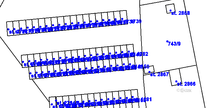 Parcela st. 2143 v KÚ Humpolec, Katastrální mapa